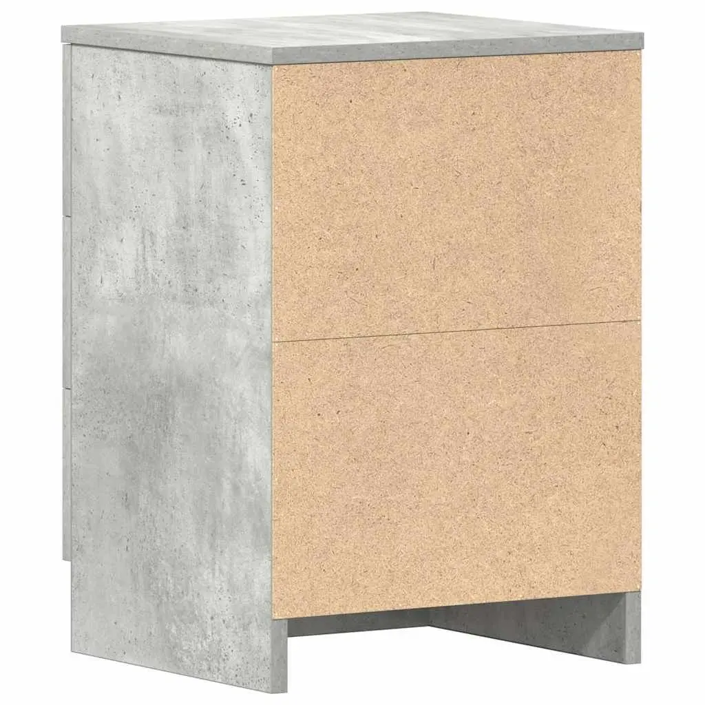 Grey Engineered Wood Bedside Cabinet with Drawers