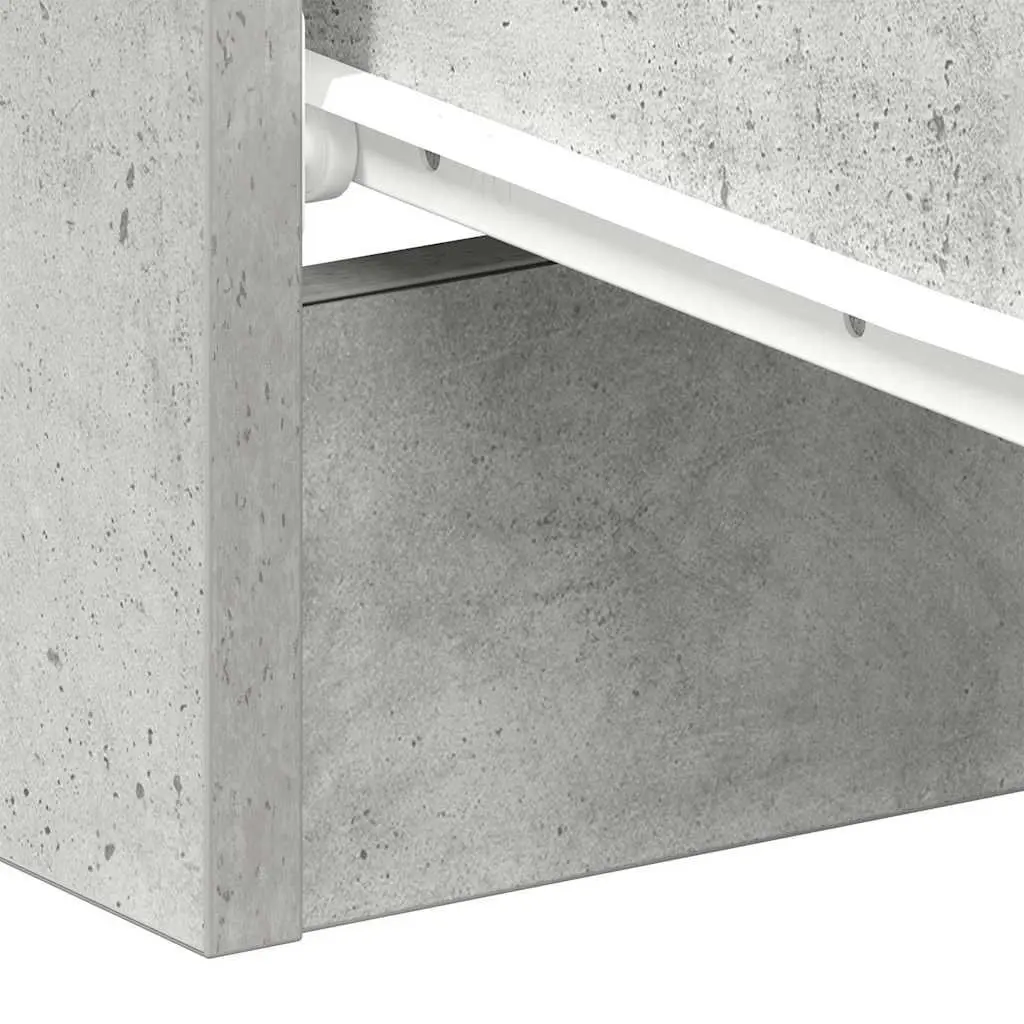 Grey Engineered Wood Bedside Cabinet with Drawers