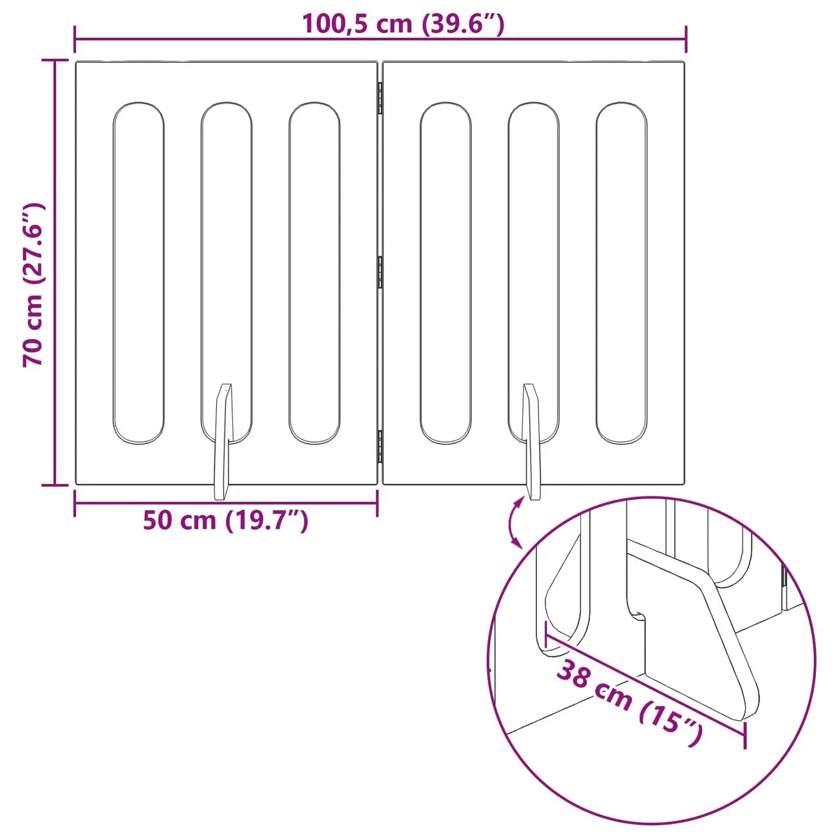 Folding Pet Fence with 2 Panels for Dogs