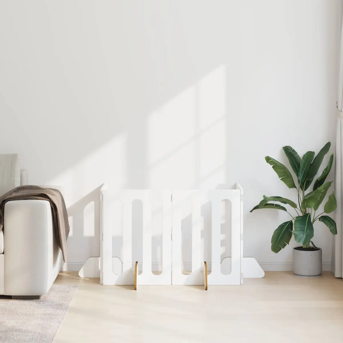 4-Panel Folding Pet Fence in White