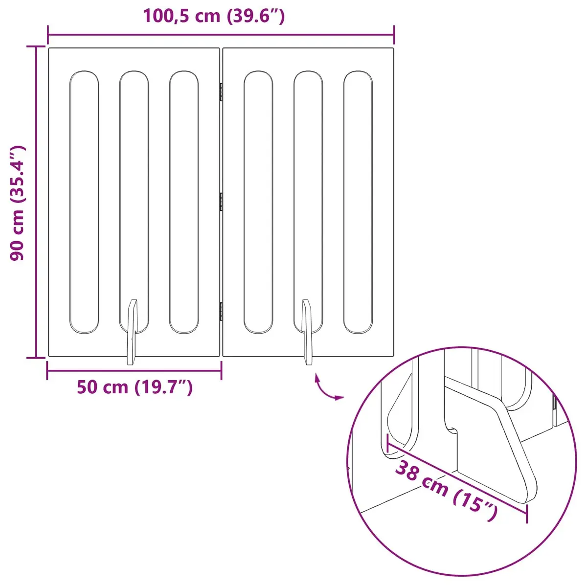 Folding Pet Fence Engineered Wood 100.5 x 38 x 90 cm White 2 Piece