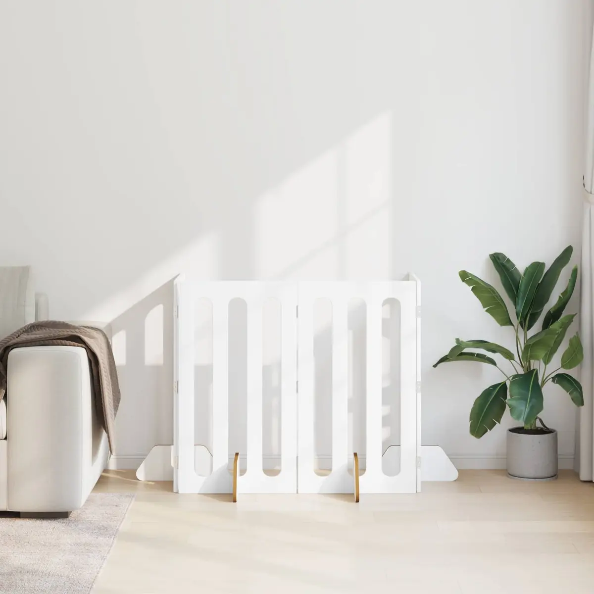 White Folding Pet Fence with 4 Panels