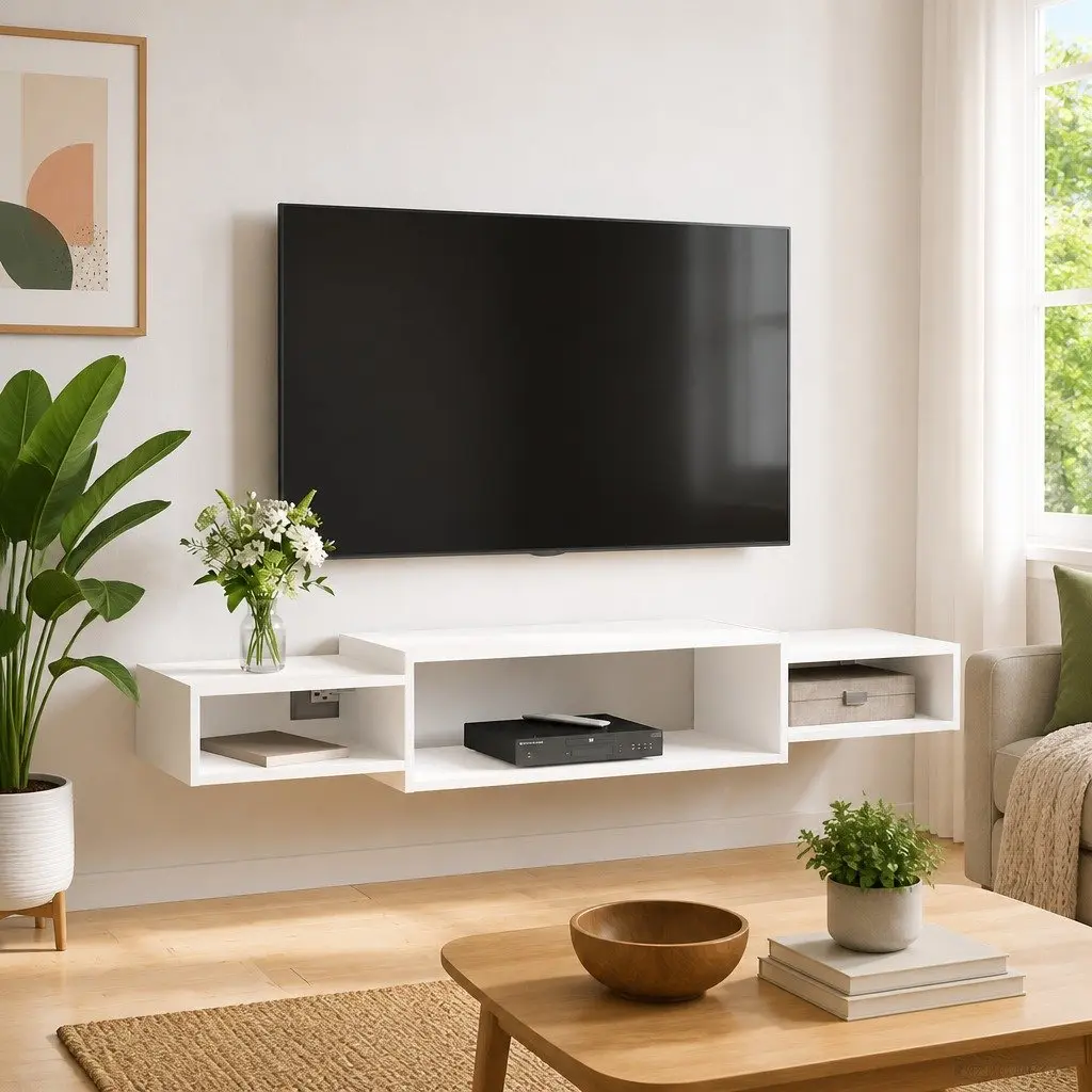 Wall-Mounted TV Cabinet Engineered Wood 140x28x21cm White