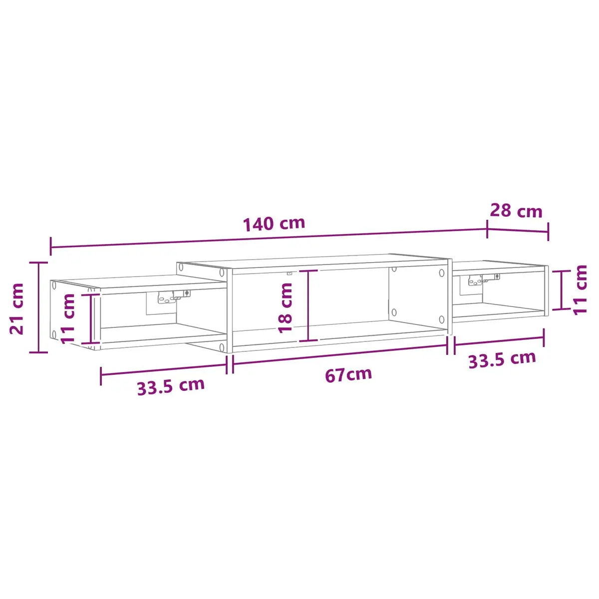 Wall-Mounted TV Cabinet Engineered Wood 140x28x21cm White