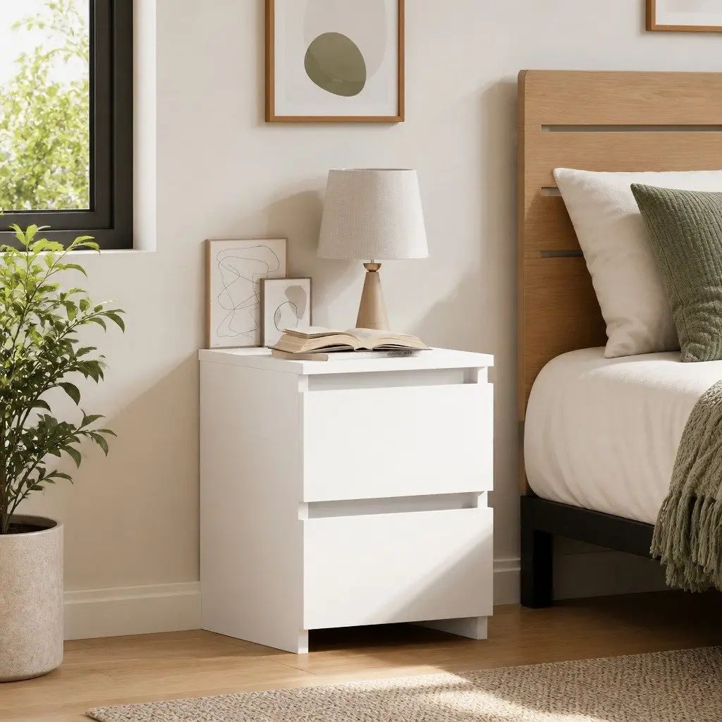 White Bedside Cabinet 30x30x40 cm Storage Table