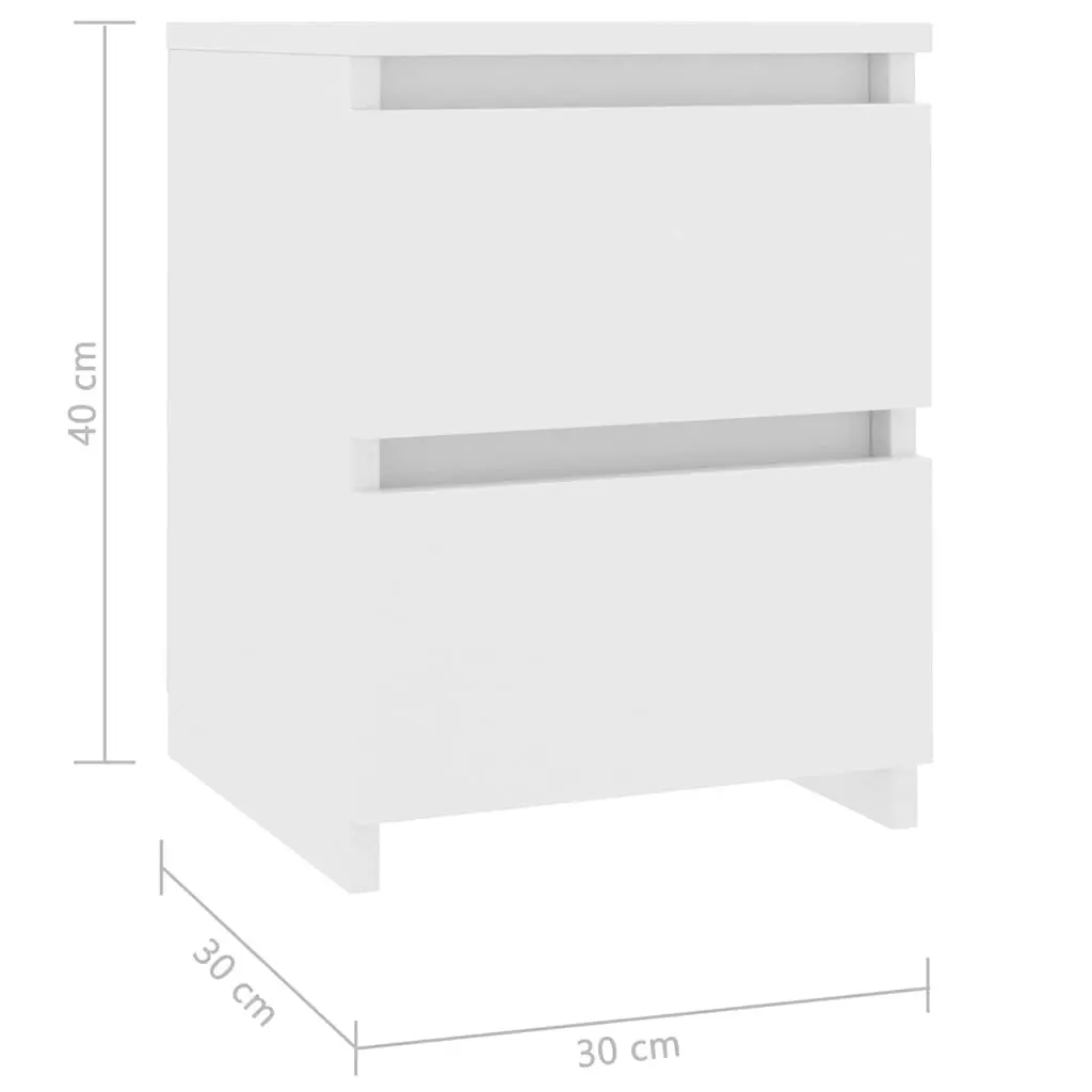 White Bedside Cabinet 30x30x40 cm Storage Table