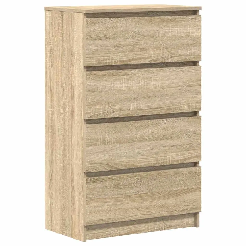 Brown Engineered Wood Sideboard Cabinet with 4 Drawers
