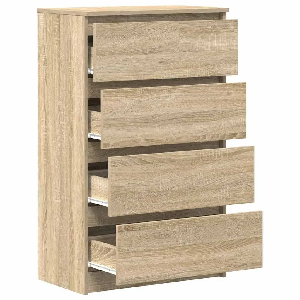 Brown Engineered Wood Sideboard Cabinet with 4 Drawers