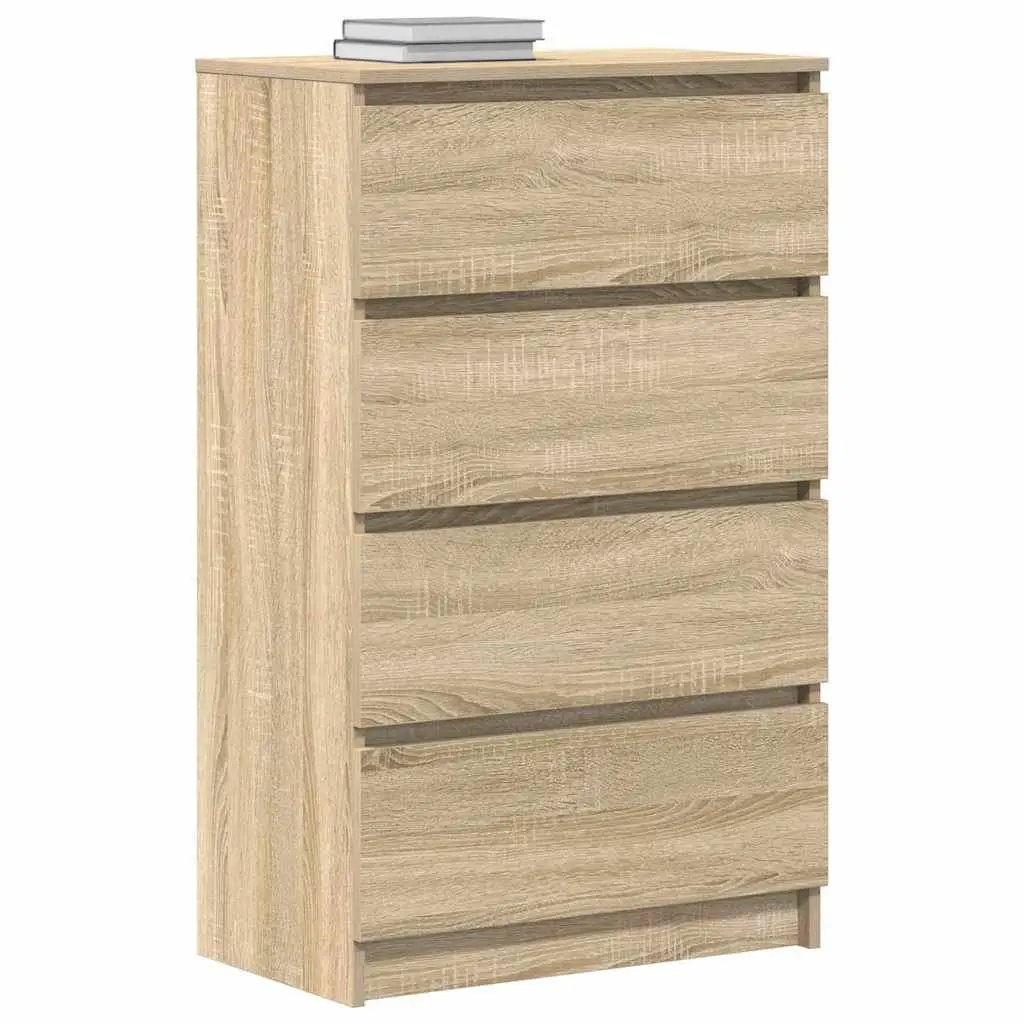 Brown Engineered Wood Sideboard Cabinet with 4 Drawers