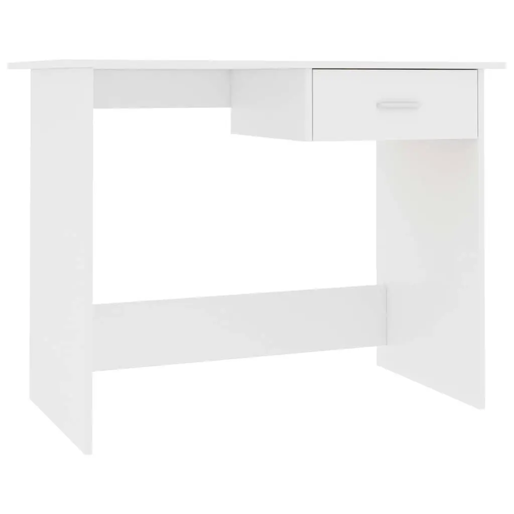 White Office Desk with Integrated Drawer
