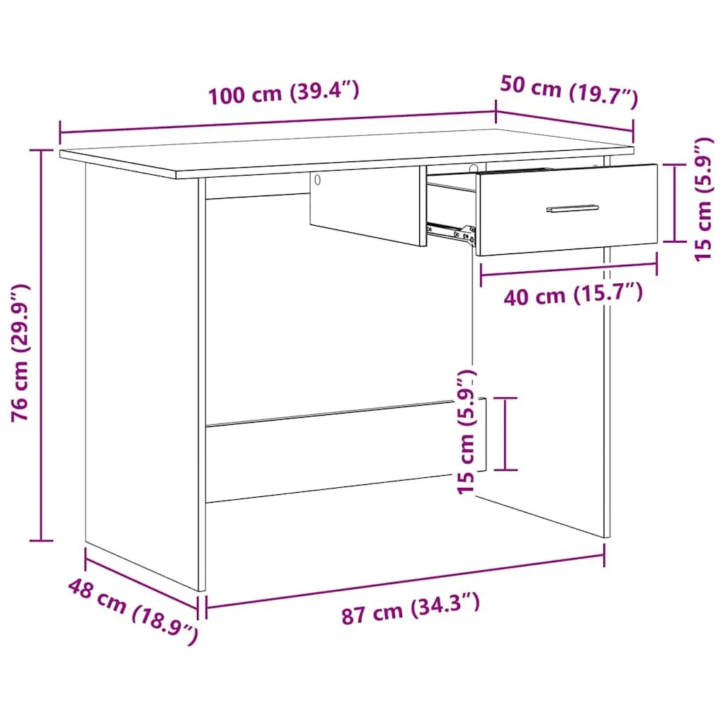 White Office Desk with Integrated Drawer