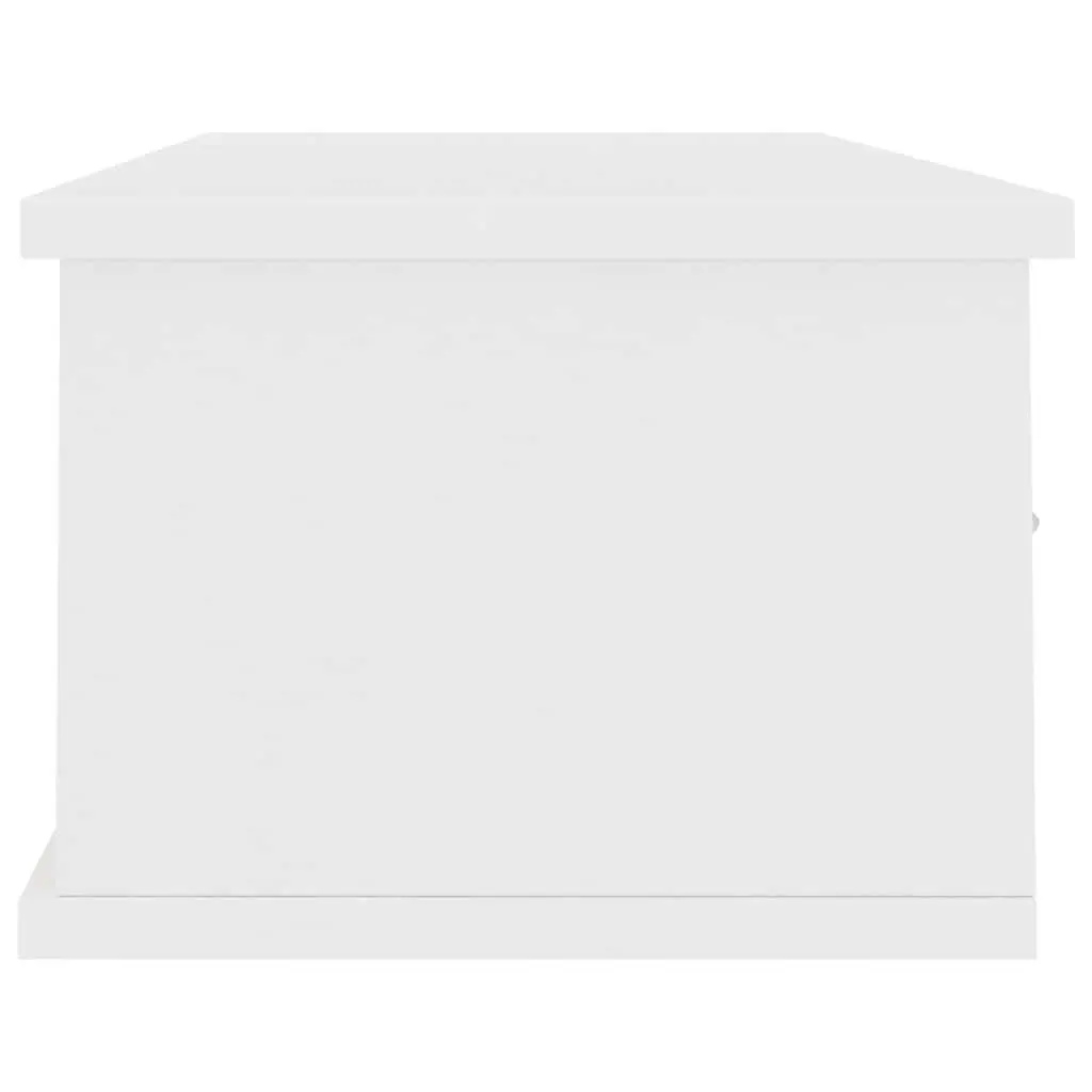 White Floating Shelf with 3 Storage Drawers