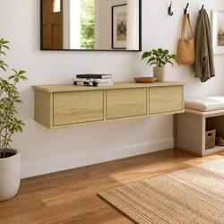 Floating Storage Cabinet with 3 Drawers in Brown