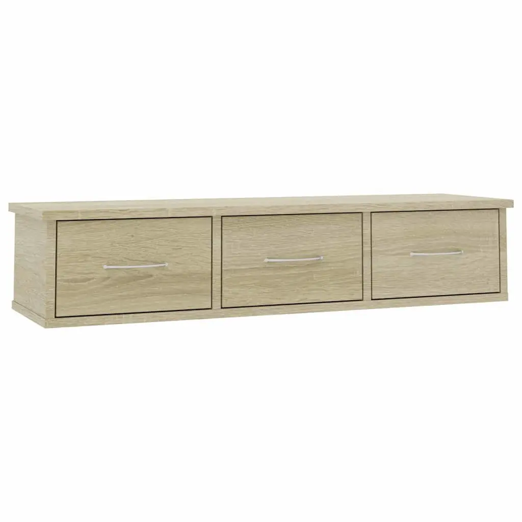 Floating Storage Cabinet with 3 Drawers in Brown