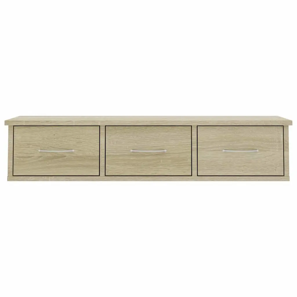 Floating Storage Cabinet with 3 Drawers in Brown