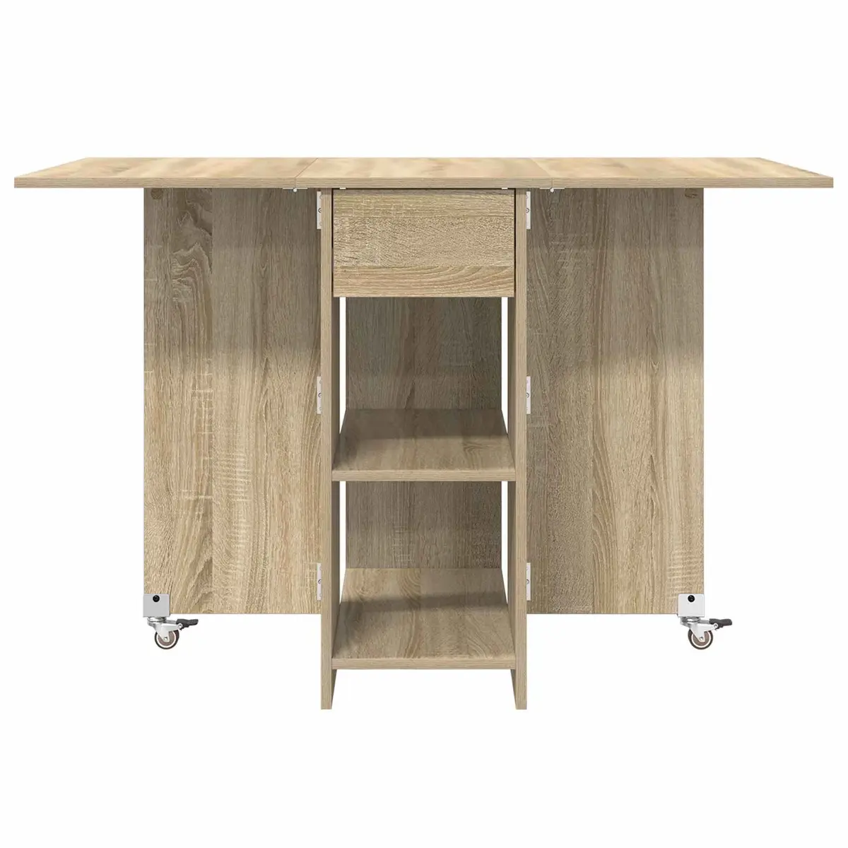 Folding Dining Table 115x70x75cm with Storage Shelves