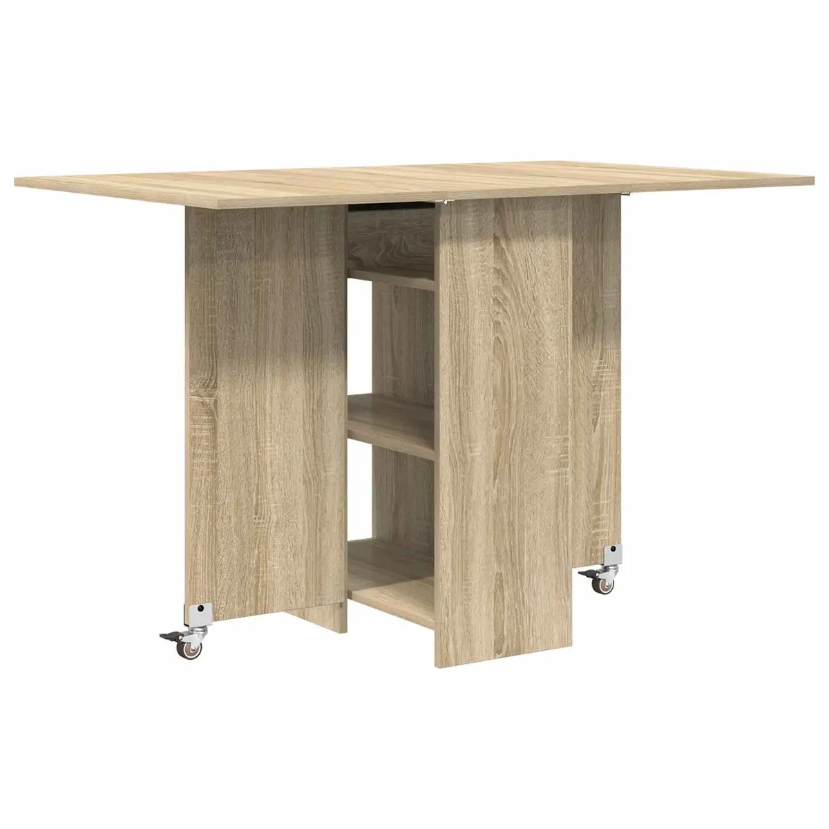 Folding Dining Table 115x70x75cm with Storage Shelves