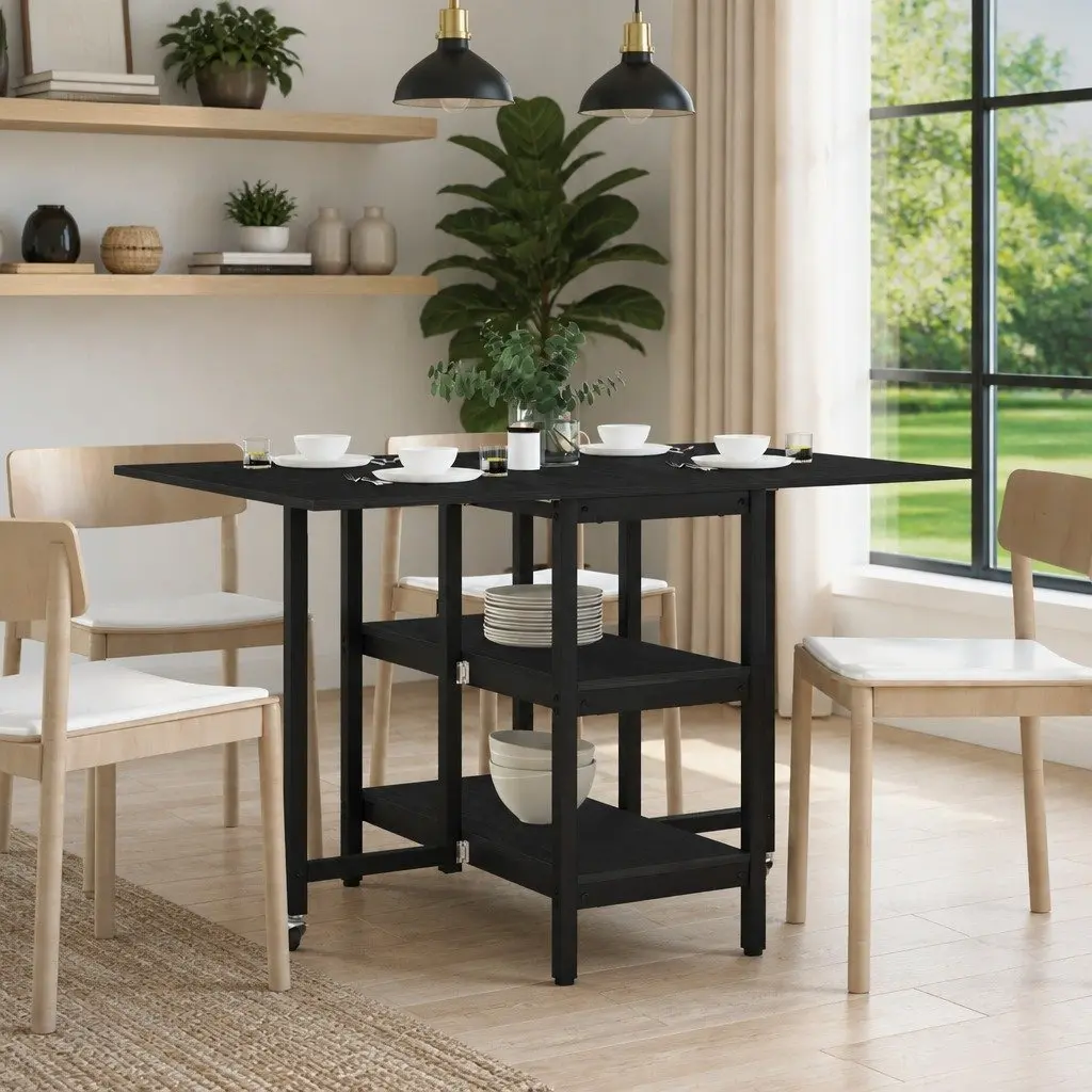 Engineered Wood Dining Table 122x80x76.5cm Black Oak