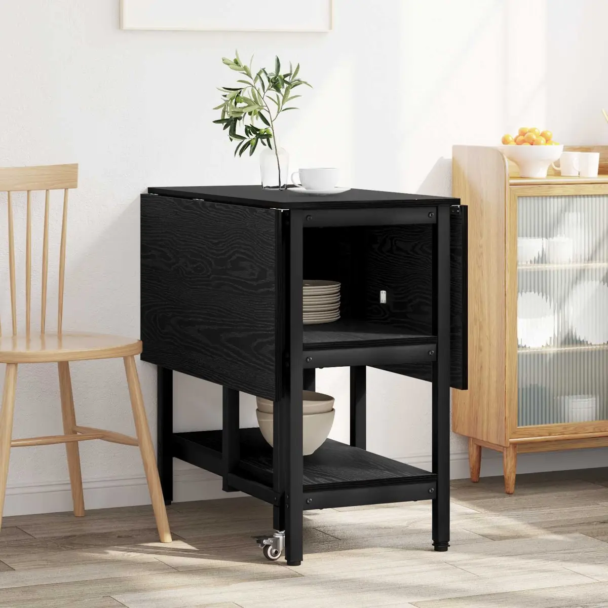 Engineered Wood Dining Table 122x80x76.5cm Black Oak