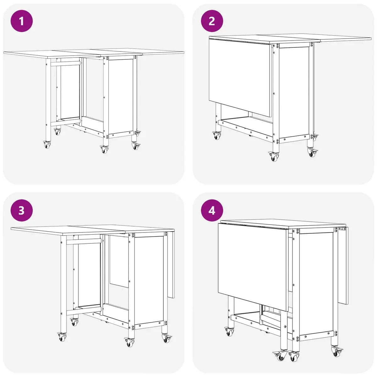 Folding Dining Table with Wheels for Easy Mobility