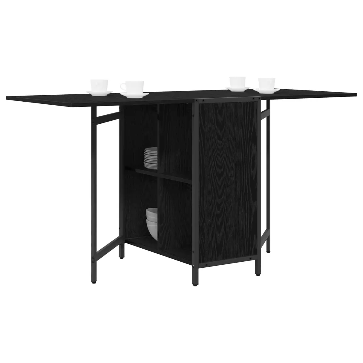 Extendable Dining Table with Durable Black Oak Finish