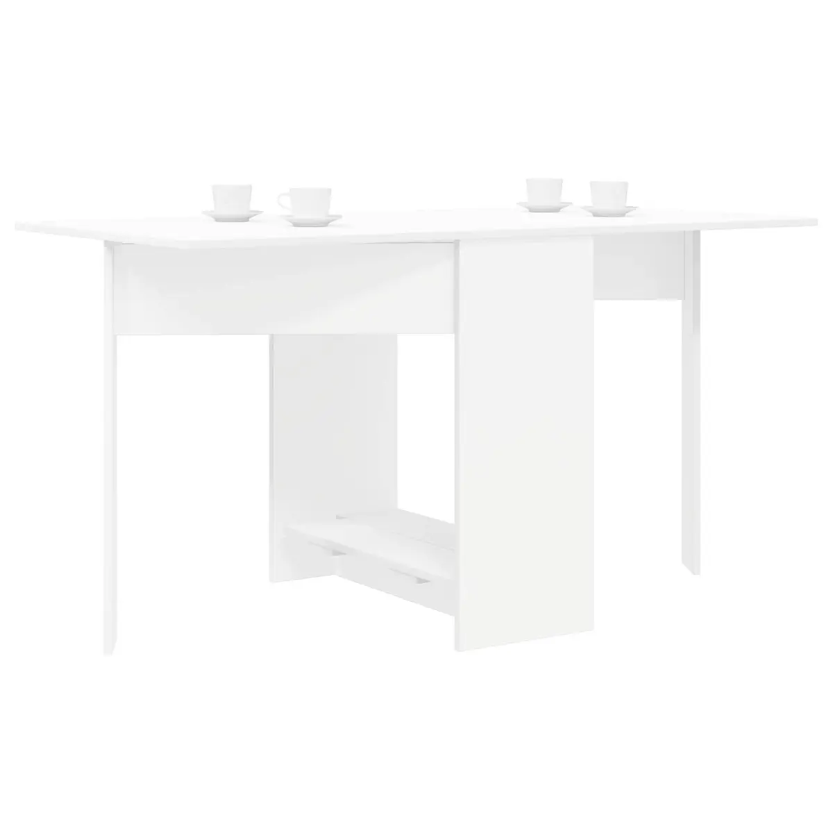 White Dining Table with Extendable Folding Top 138x70x73.5cm