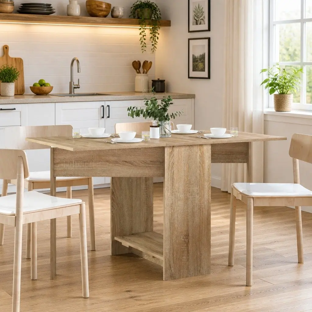 Extendable Folding Dining Table in Brown
