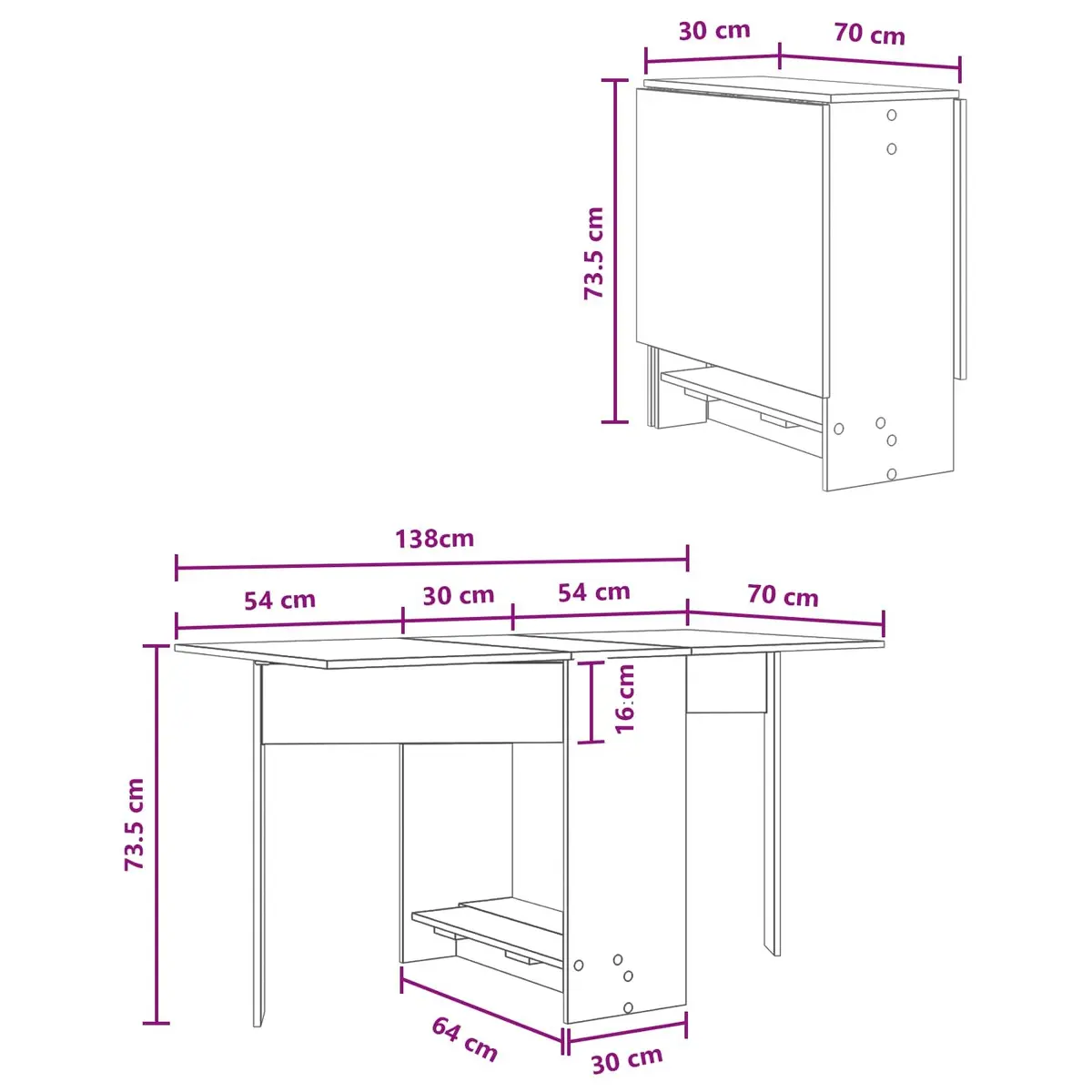 Extendable Folding Dining Table in Brown
