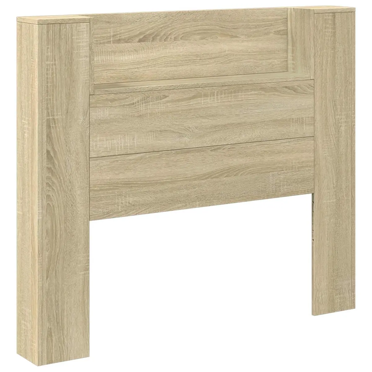 Tan Wall-Mounted Headboard Cabinet with LED Lights