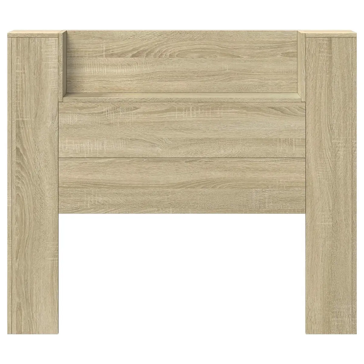 Tan Wall-Mounted Headboard Cabinet with LED Lights