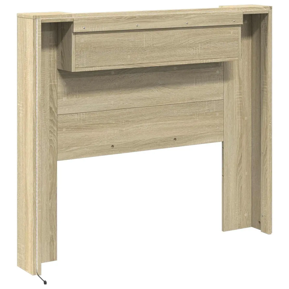 Tan Wall-Mounted Headboard Cabinet with LED Lights