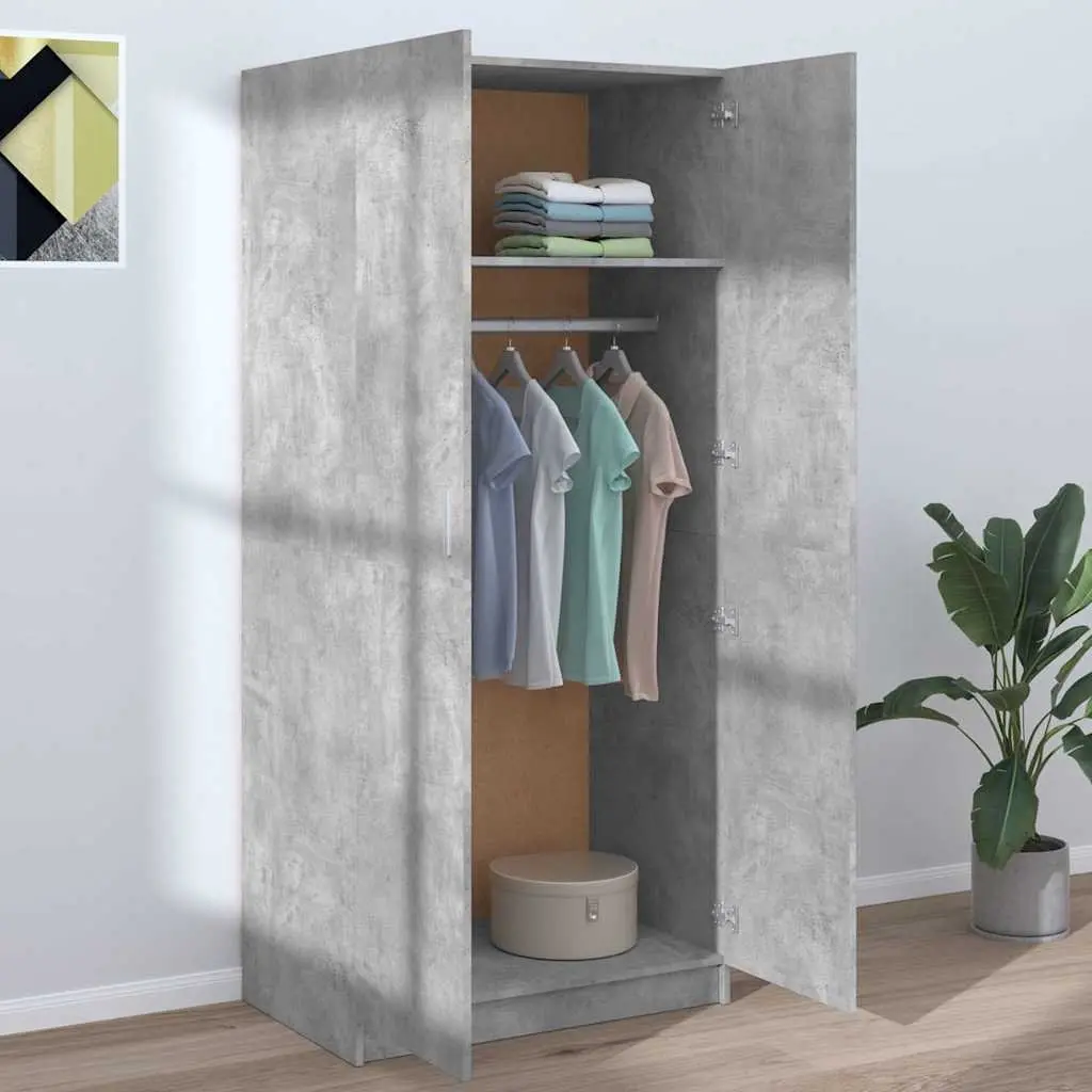 Grey Wardrobe Cupboard 80x52x180 cm