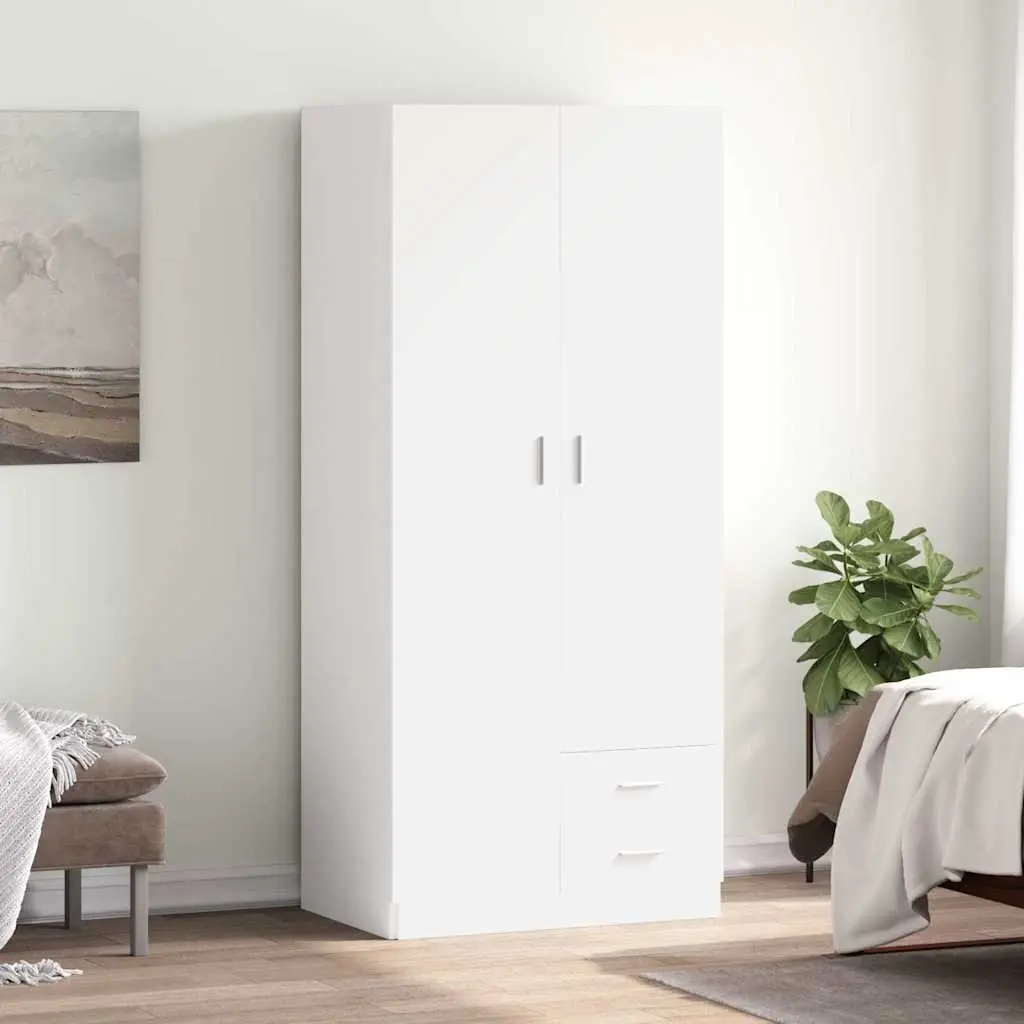 White Wardrobe Cabinet for Clothes Storage 80x52x180 cm