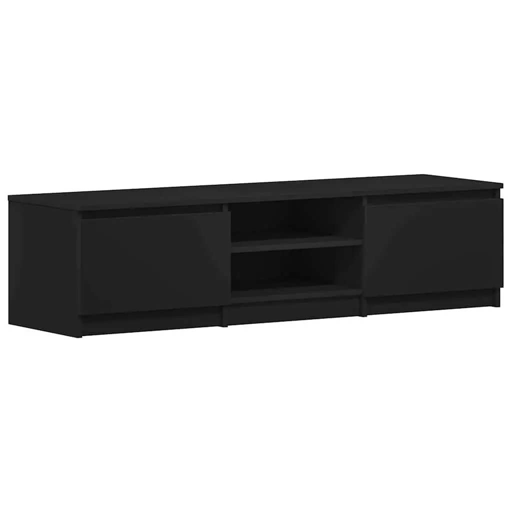 Black TV Cabinet with 2 Doors and Storage Compartments