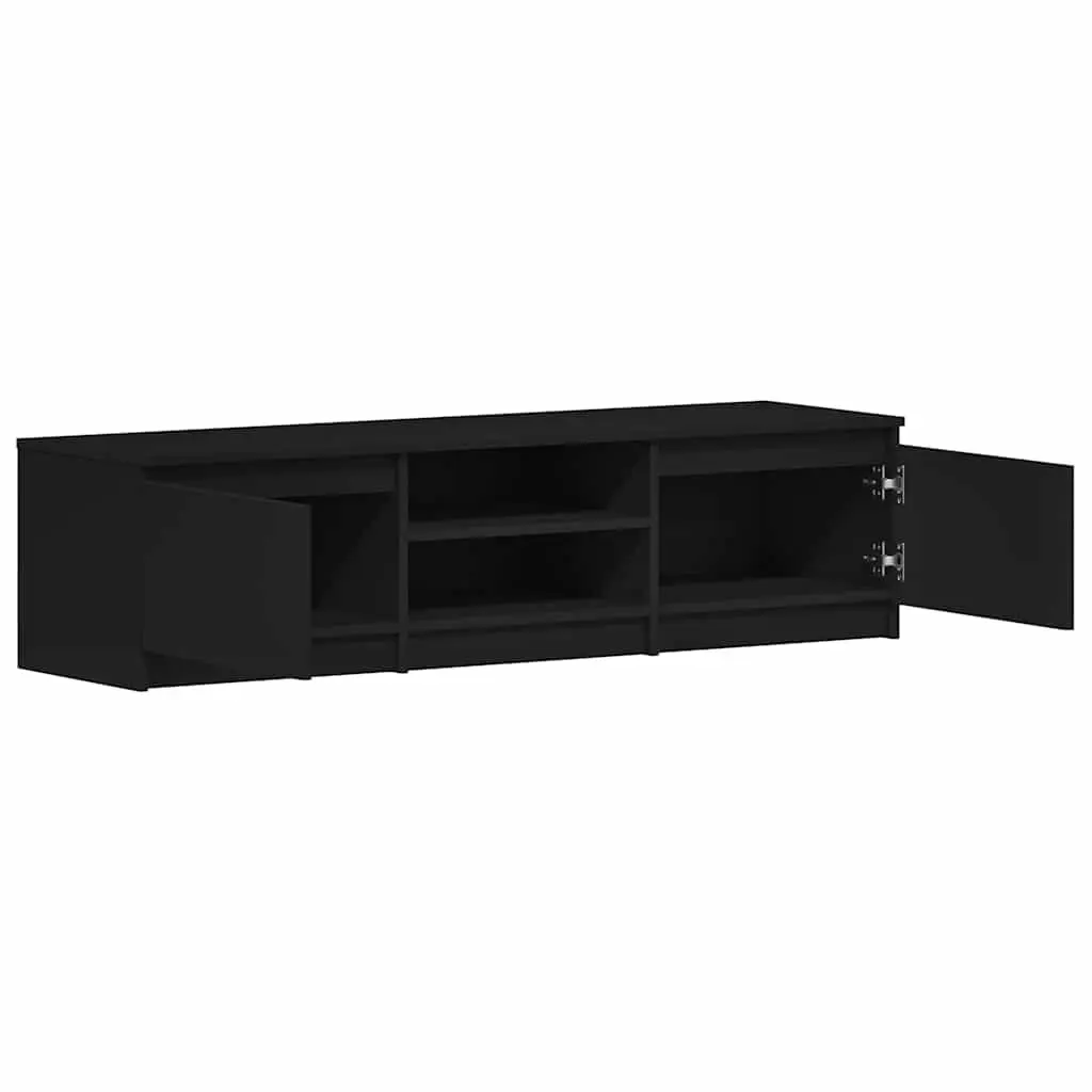 Black TV Cabinet with 2 Doors and Storage Compartments