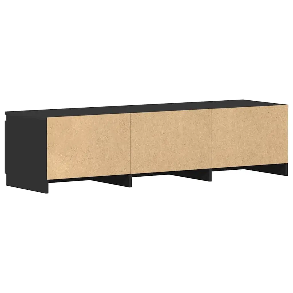 Black TV Cabinet with 2 Doors and Storage Compartments