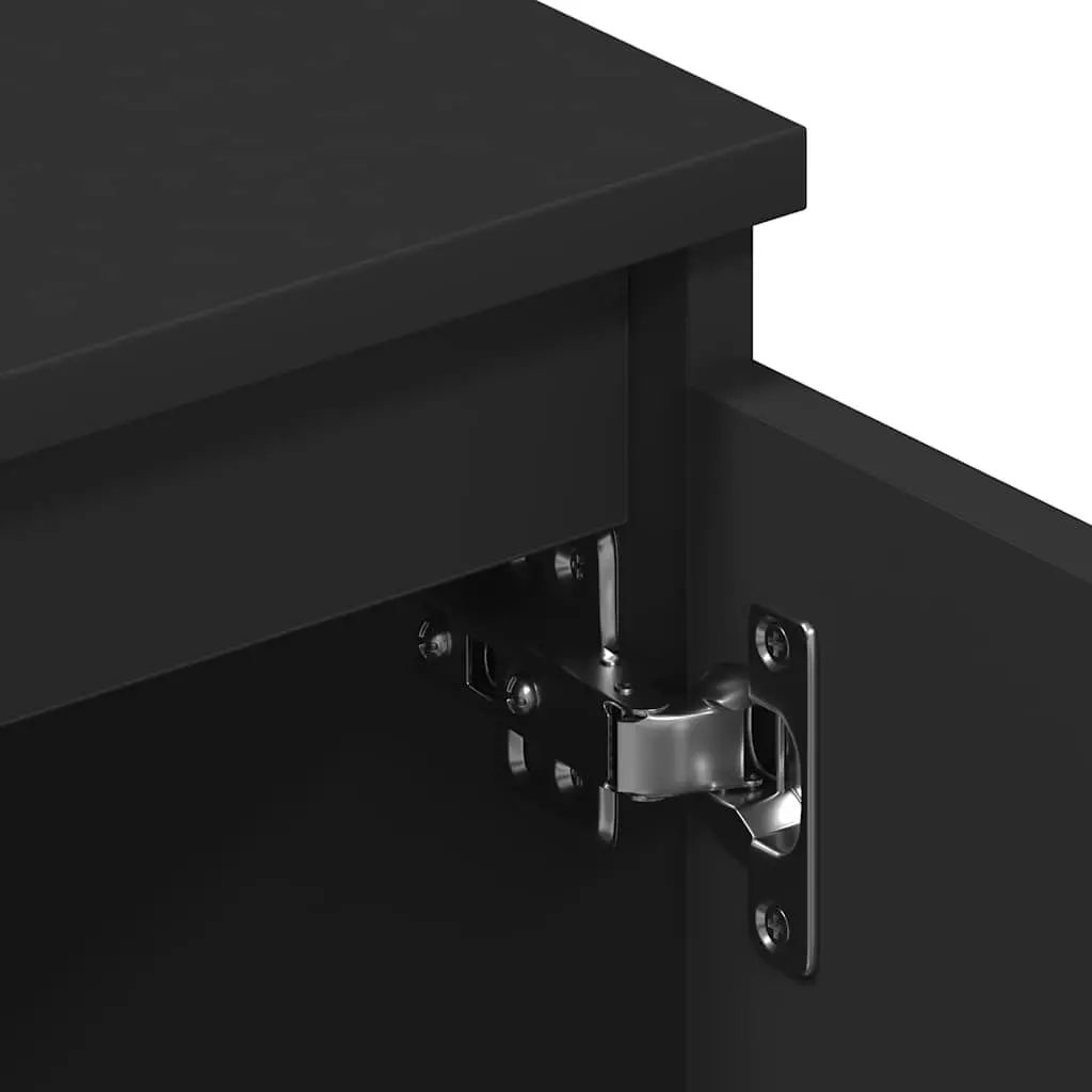 Black TV Cabinet with 2 Doors and Storage Compartments