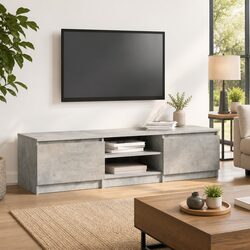 Sturdy Grey TV Cabinet 140x40x35.5 cm with 2 Doors