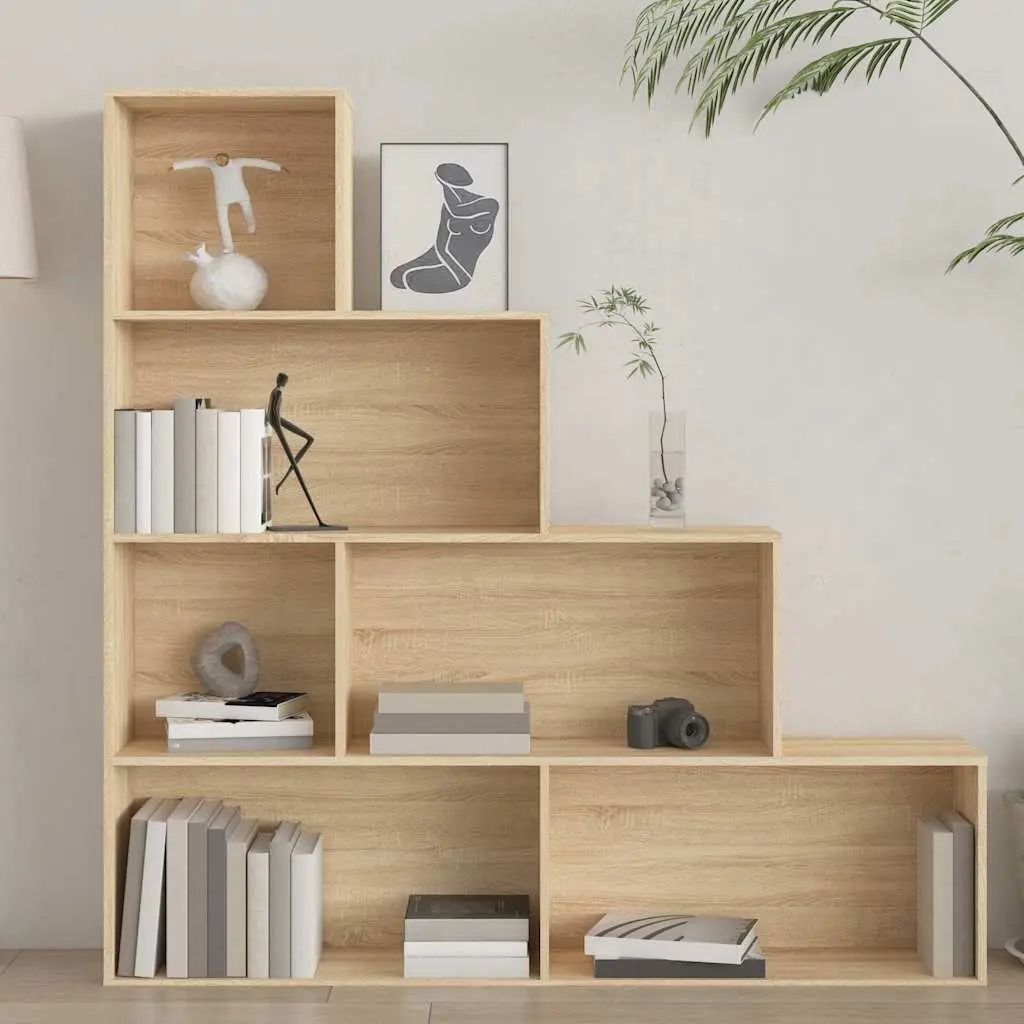 Book Cabinet with 6 Open Shelves in Sonoma Oak