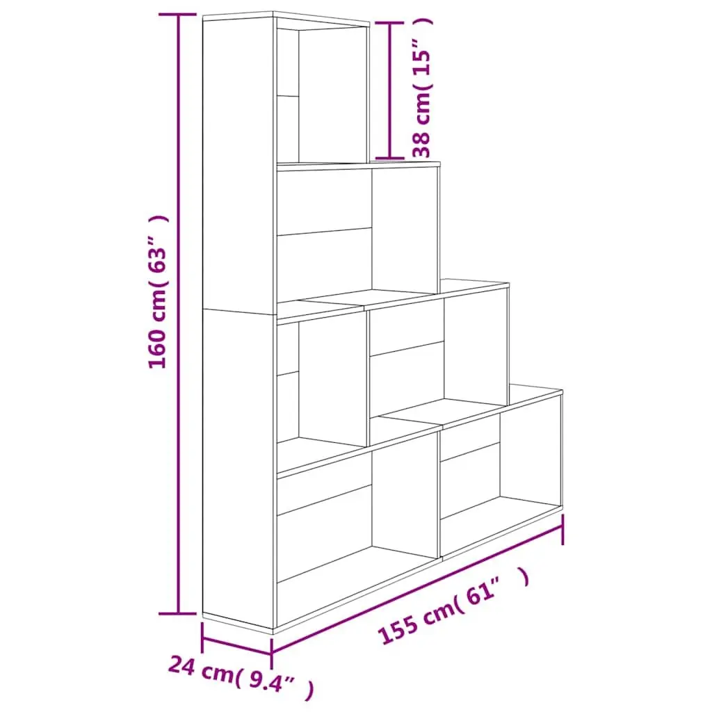 Book Cabinet with 6 Open Shelves in Sonoma Oak