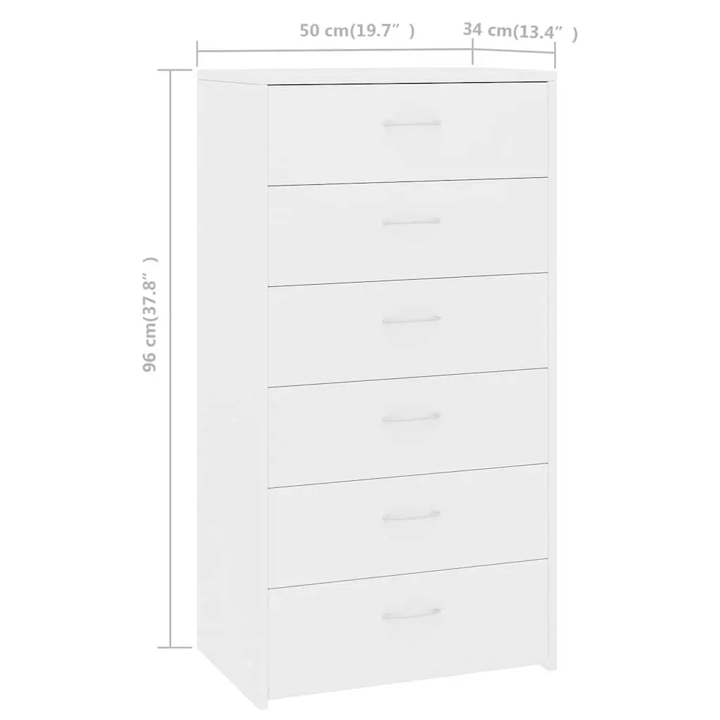 White Sideboard Cabinet with 6 Drawers