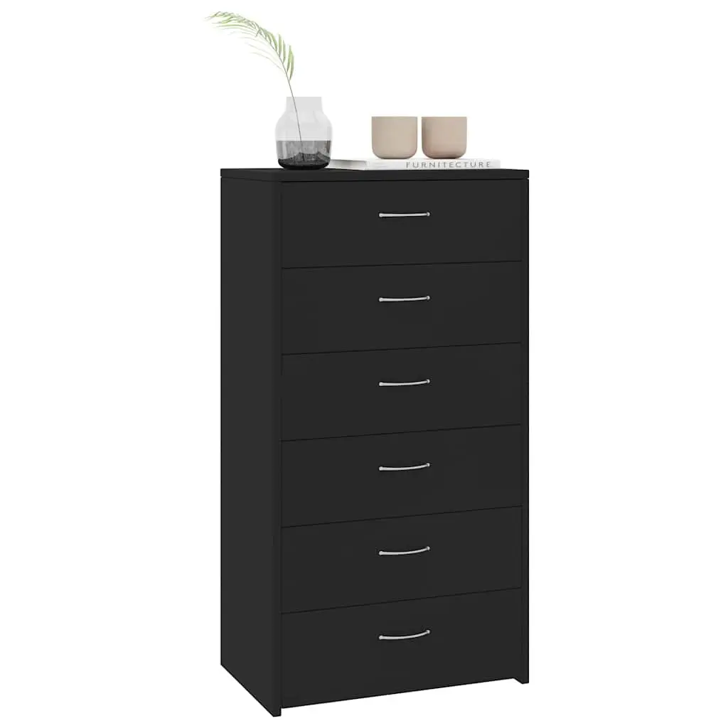 Sideboard Cabinet with 6 Drawers in Black