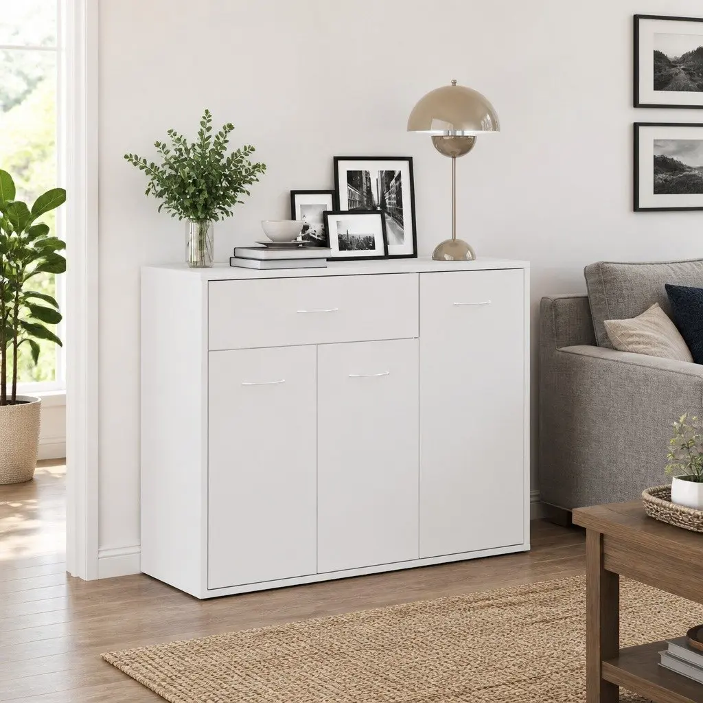 White Sideboard 88x30x70 cm Storage Cabinet