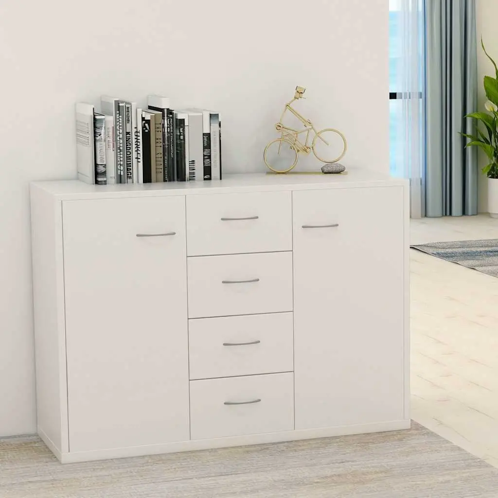 White Sideboard Storage Cabinet with 4 Drawers