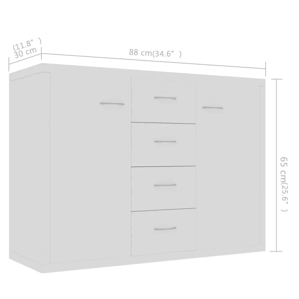 White Sideboard Storage Cabinet with 4 Drawers