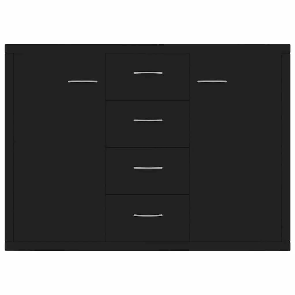 Black Engineered Wood Sideboard with 4 Drawers & 2 Doors