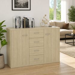 Brown Engineered Wood Sideboard Storage Cabinet 88x30x65cm