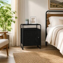 Stylish Black Bedside Cabinet with Durable Storage Features