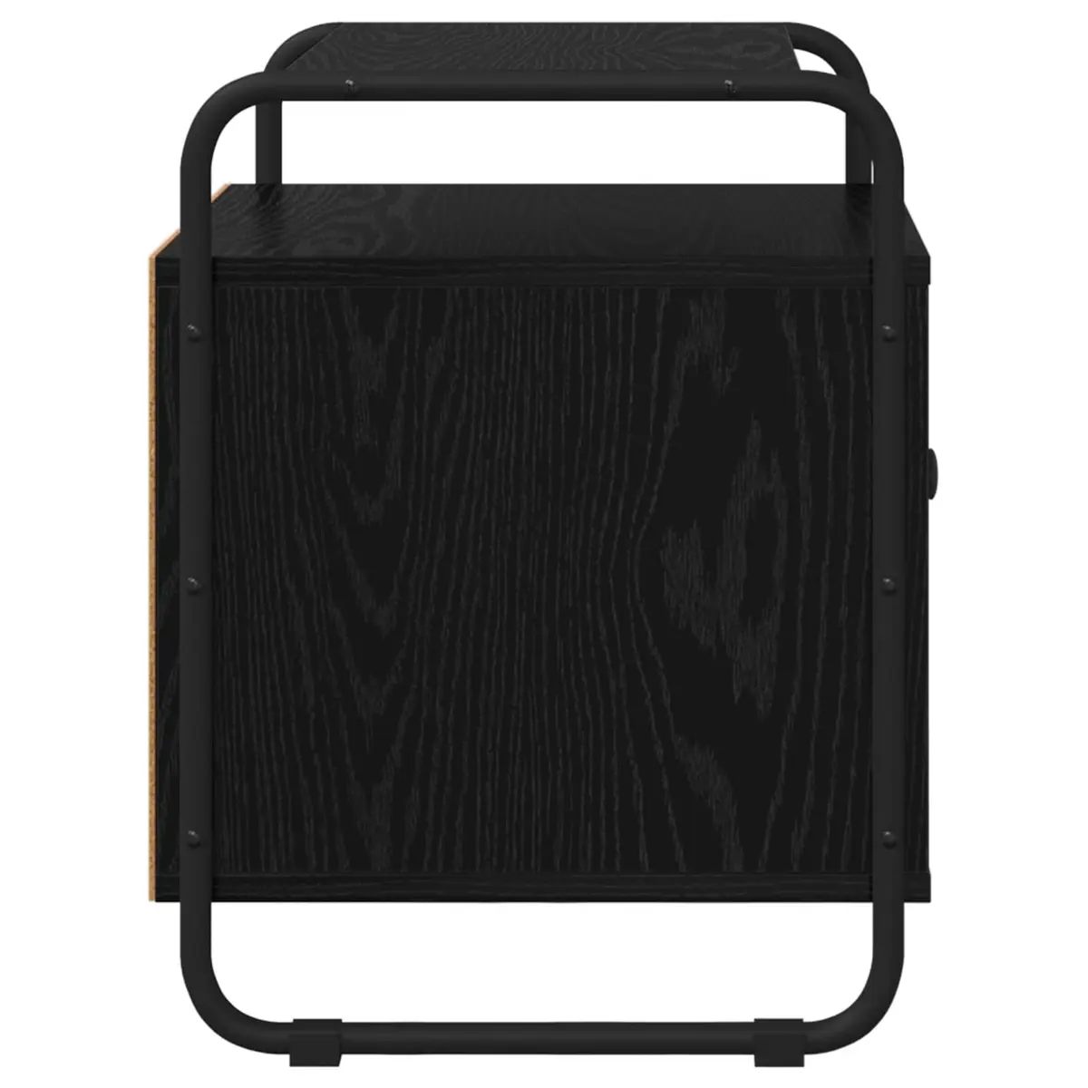 Bedside Table Engineered Wood Black Modern Compact Storage Cabinet