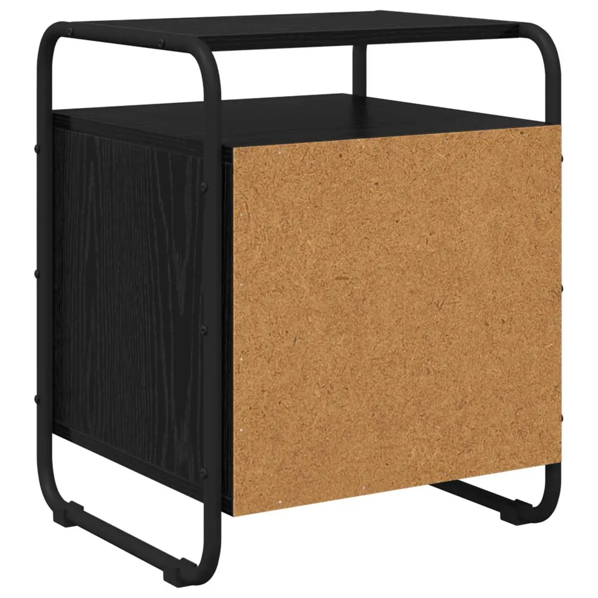 Bedside Table Engineered Wood Black Modern Compact Storage Cabinet